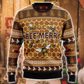 Bee Merry Christmas Ugly Knit Sweater , Wool Sweater , Xmas Ugly sweatshirt , Unisex ugly sweater
