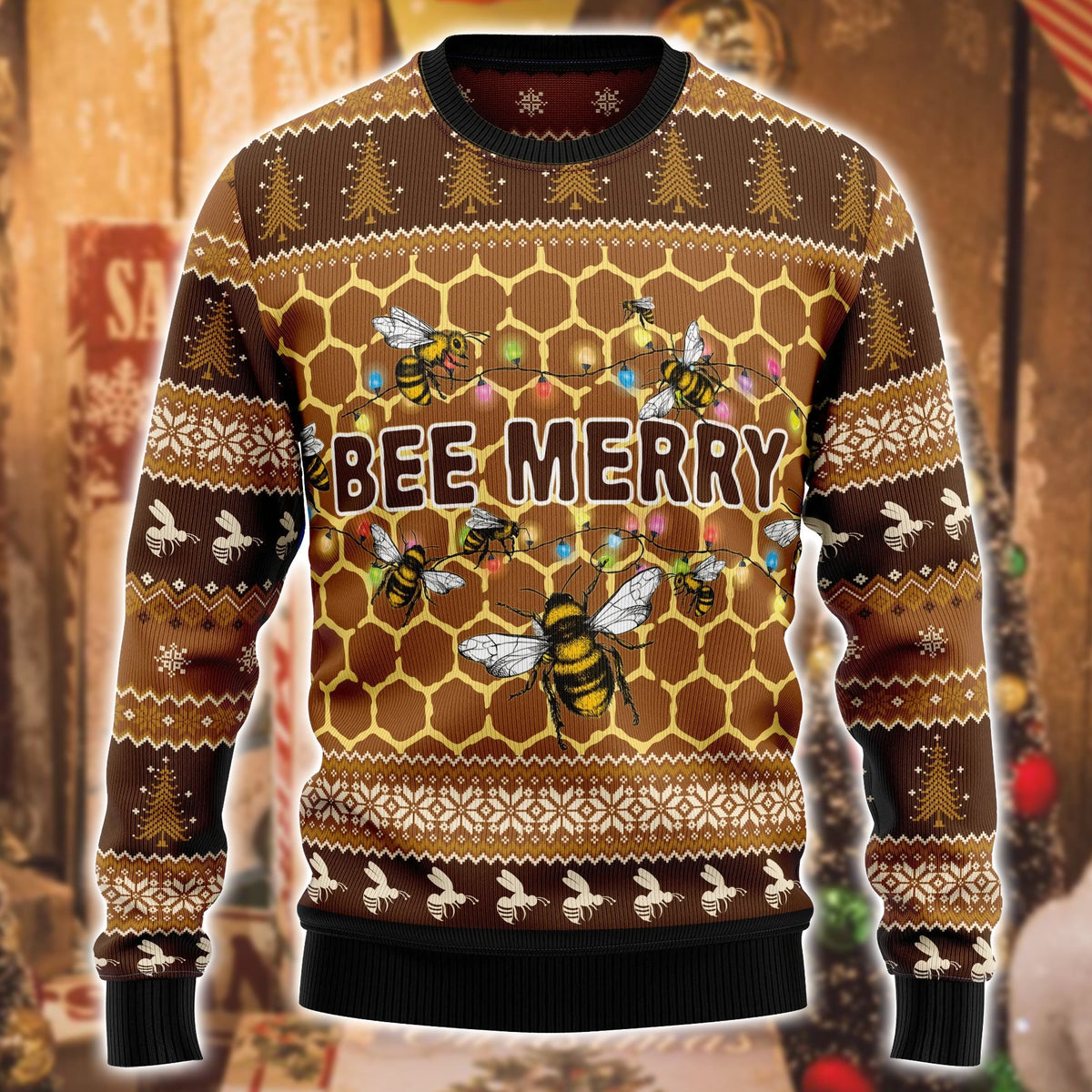Bee Merry Christmas Ugly Knit Sweater , Wool Sweater , Xmas Ugly sweatshirt , Unisex ugly sweater
