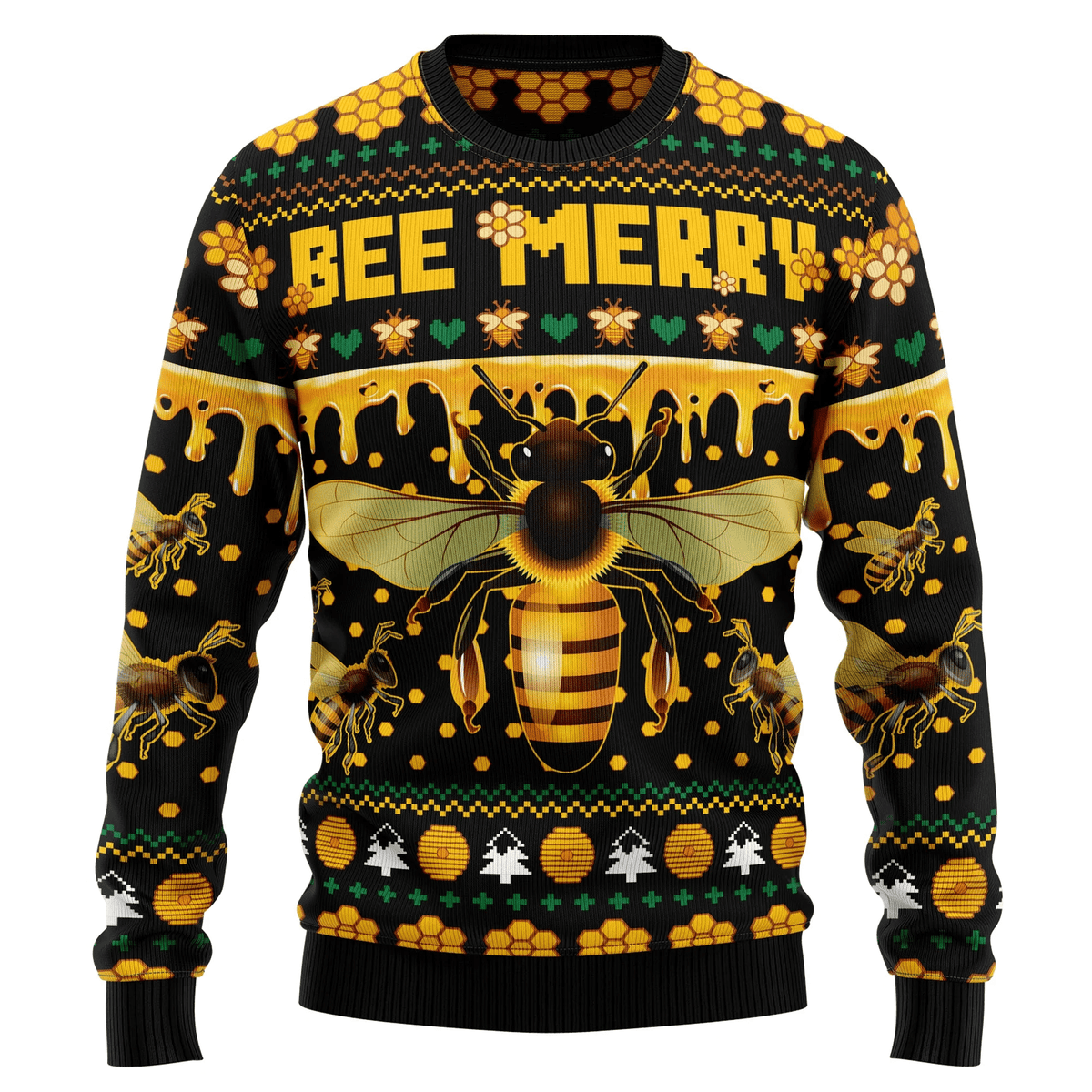 Bee Merry Christmas 2 Ugly Knit Sweater , Wool Sweater , Xmas Ugly sweatshirt , Unisex ugly sweater