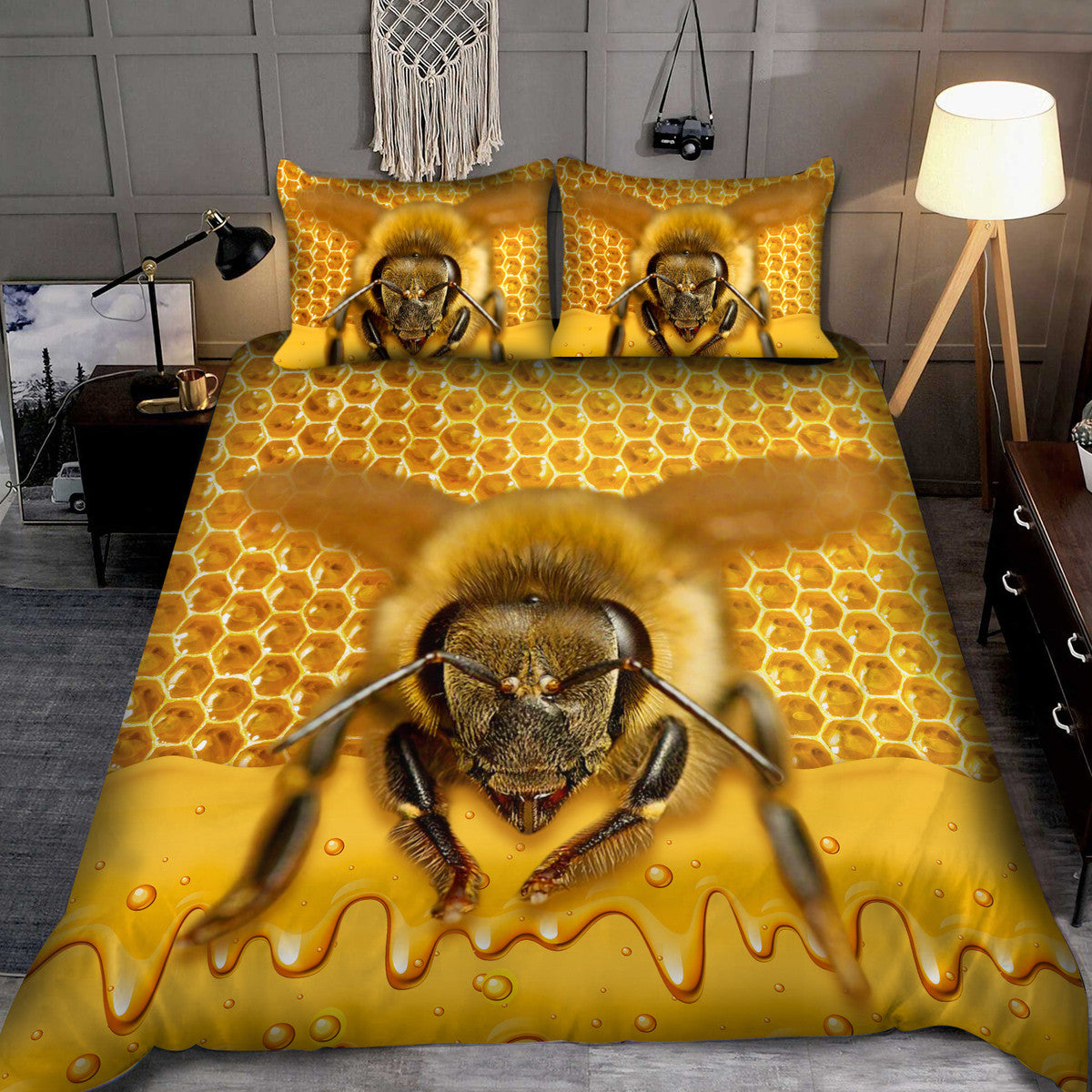 Cool Honey Bee All Over Printed Bedding Set