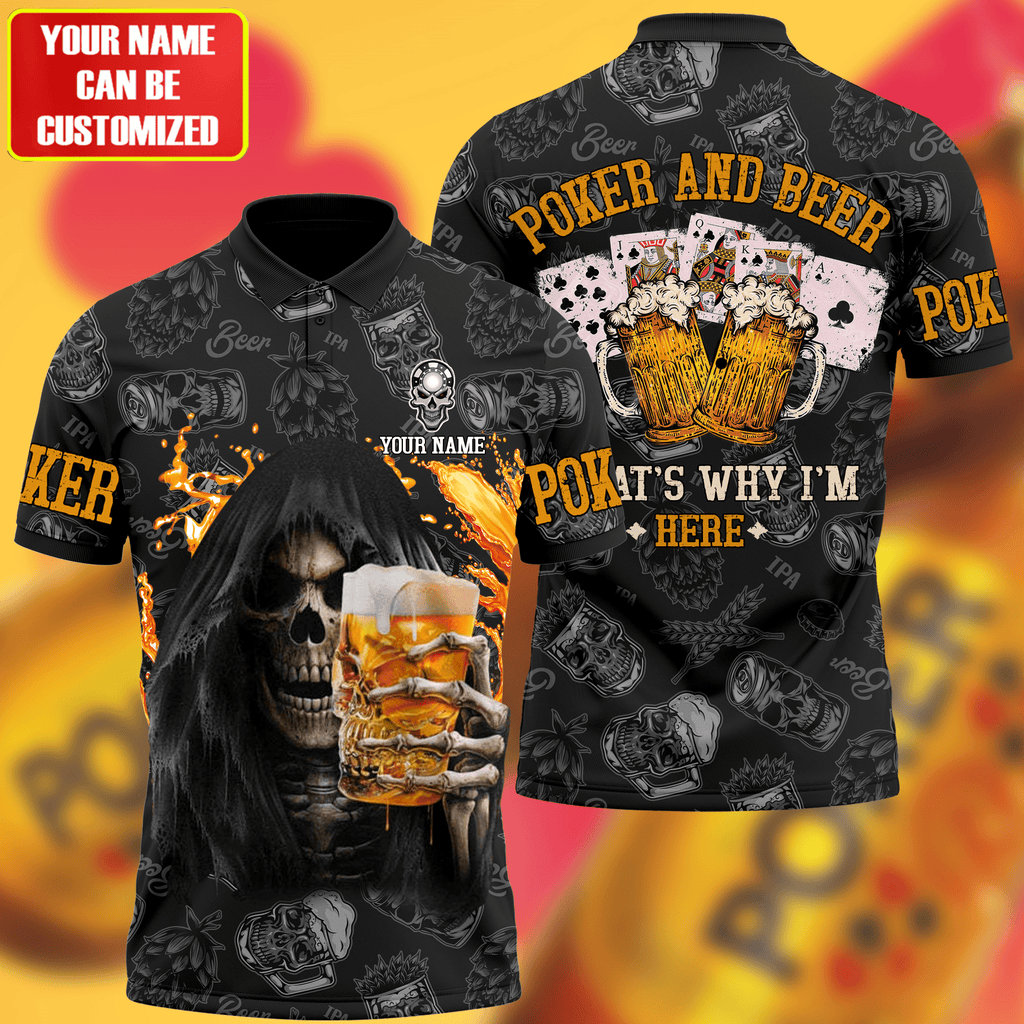 Personalized Name Skull Poker Beer All Over Printed Unisex Shirt Q120910