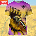 Personalized Name Honey Bee Purple Flower All Over Printed Unisex Shirt Q220406