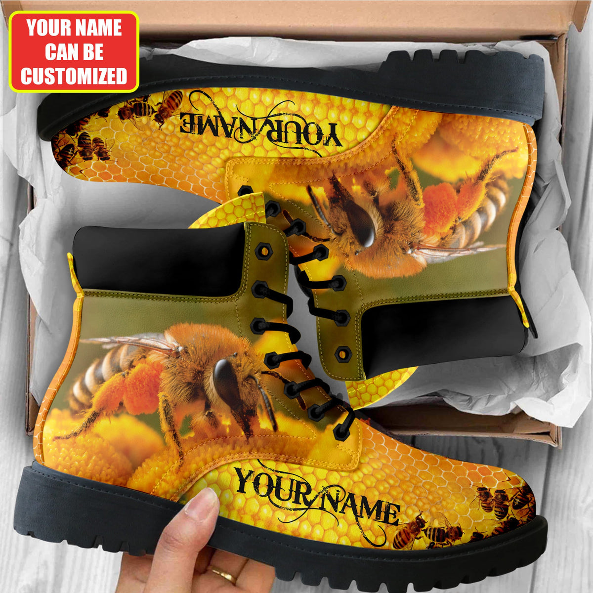 Personalized Honey Bee Q2 All Season Boots Q240603