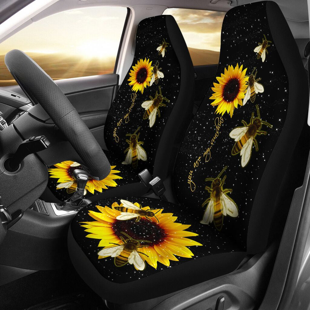 Honey Bee x Sunflower Car Seat Covers Universal Fit Set 2