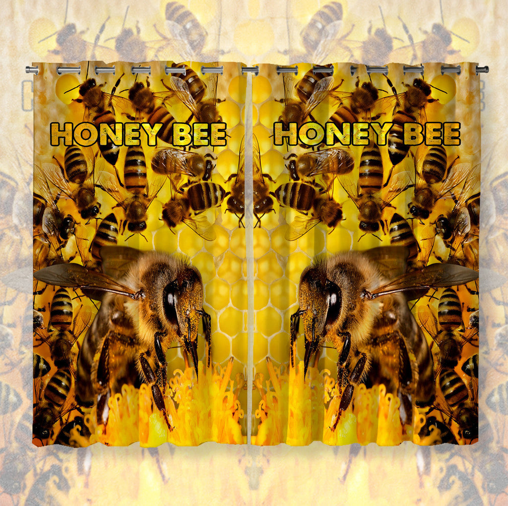 Honey Bee Pattern Window Curtains Q220807