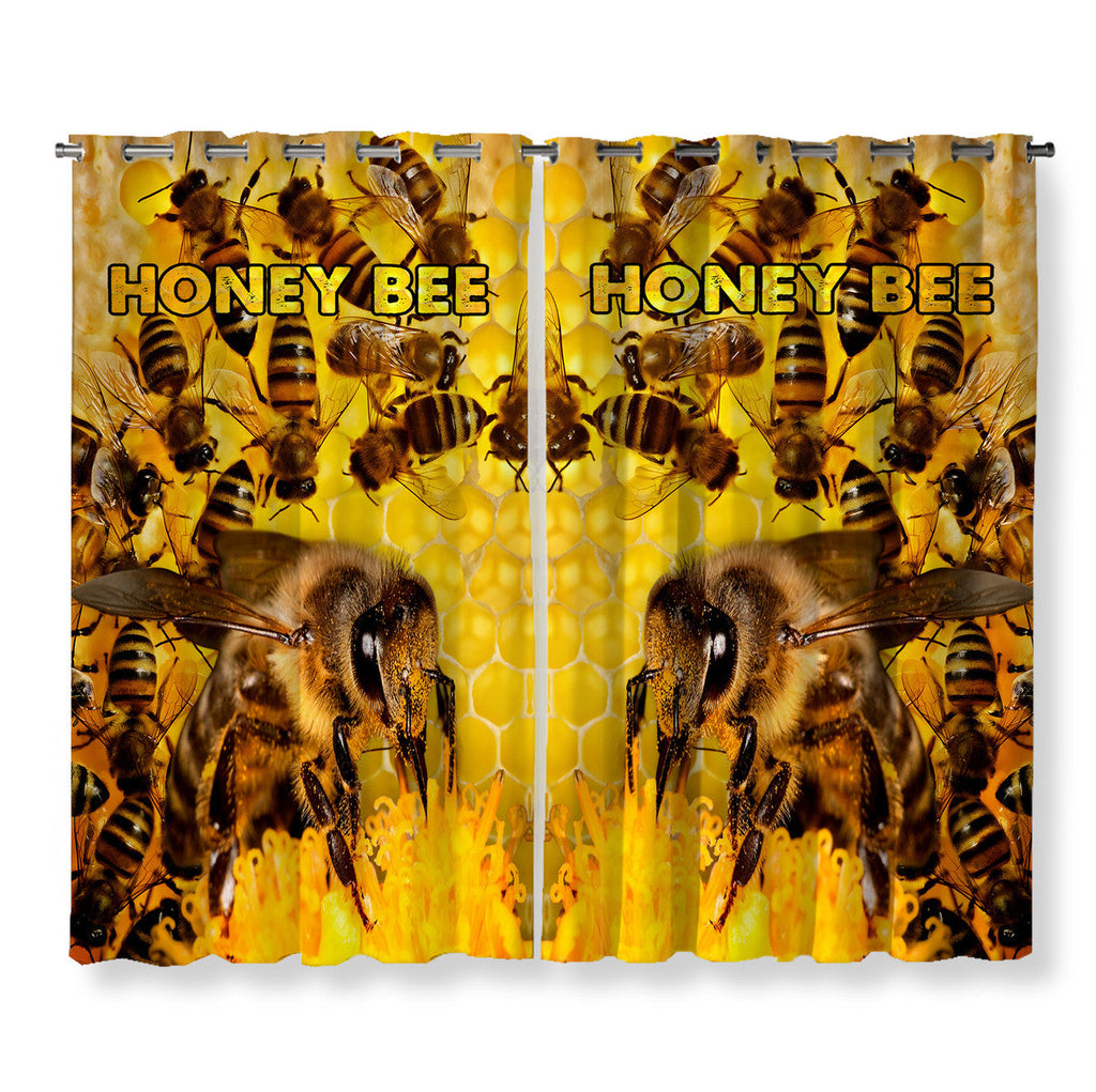 Honey Bee Pattern Window Curtains Q220807