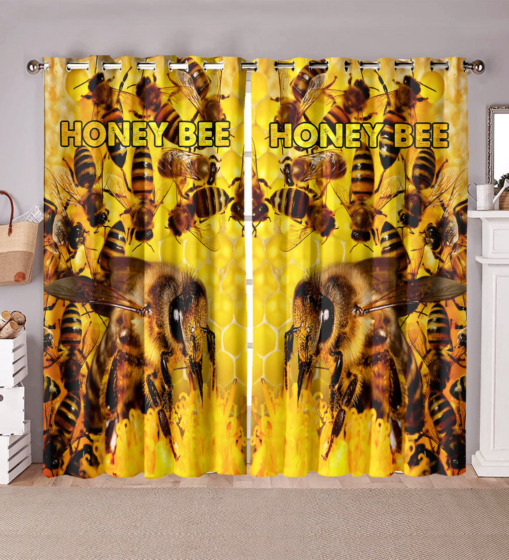Honey Bee Pattern Window Curtains Q220807