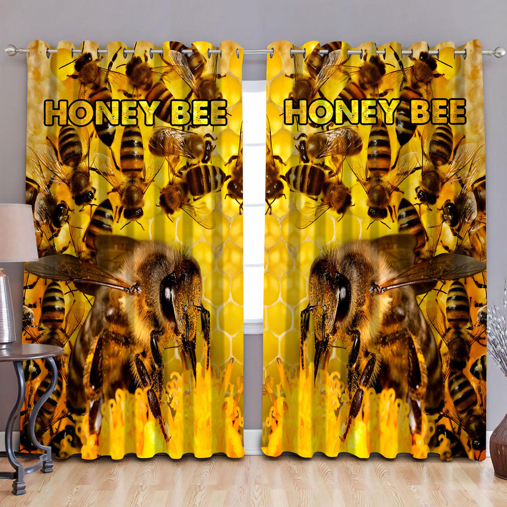 Honey Bee Pattern Window Curtains Q220807