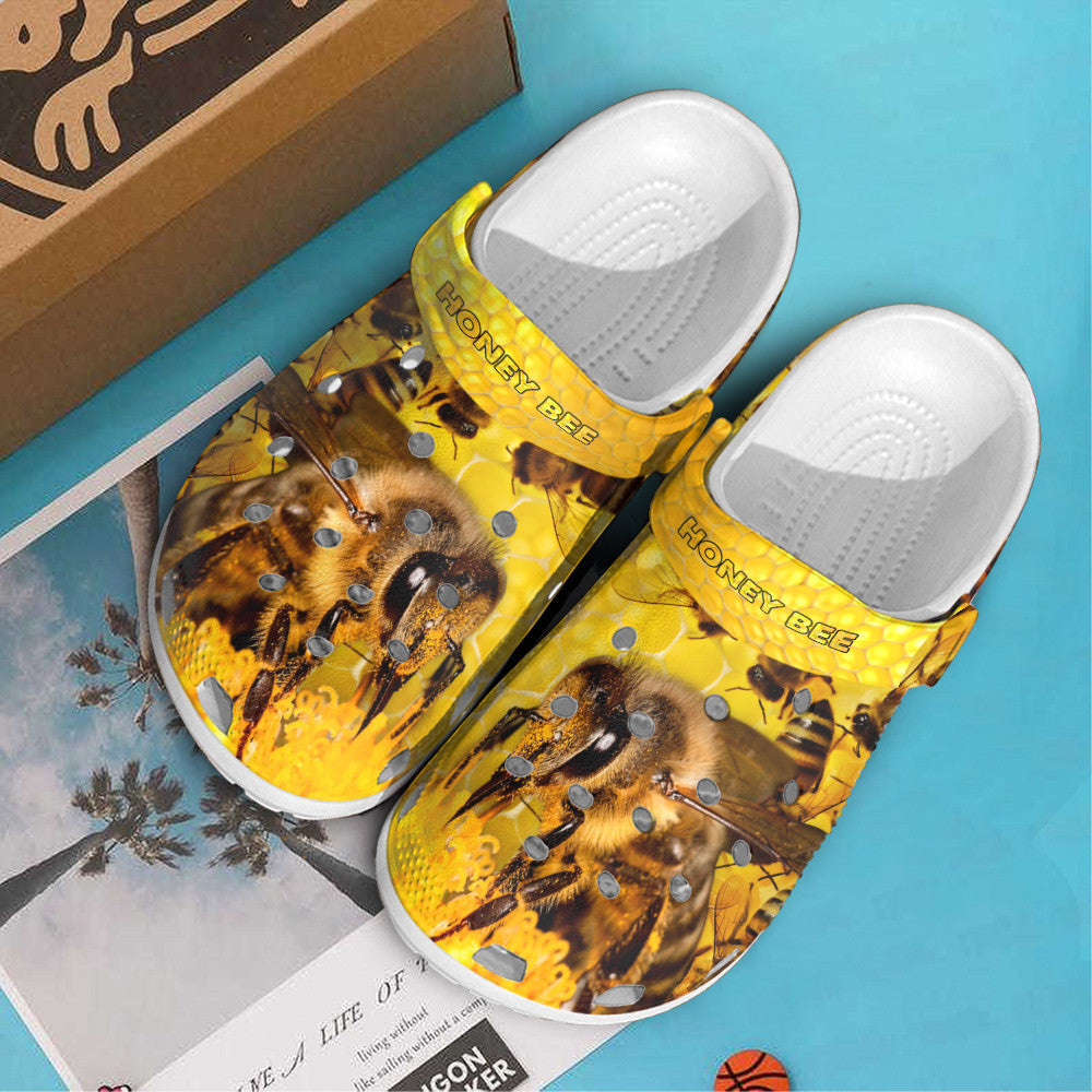 Honey Bee Pattern Clog Shoes Q230802