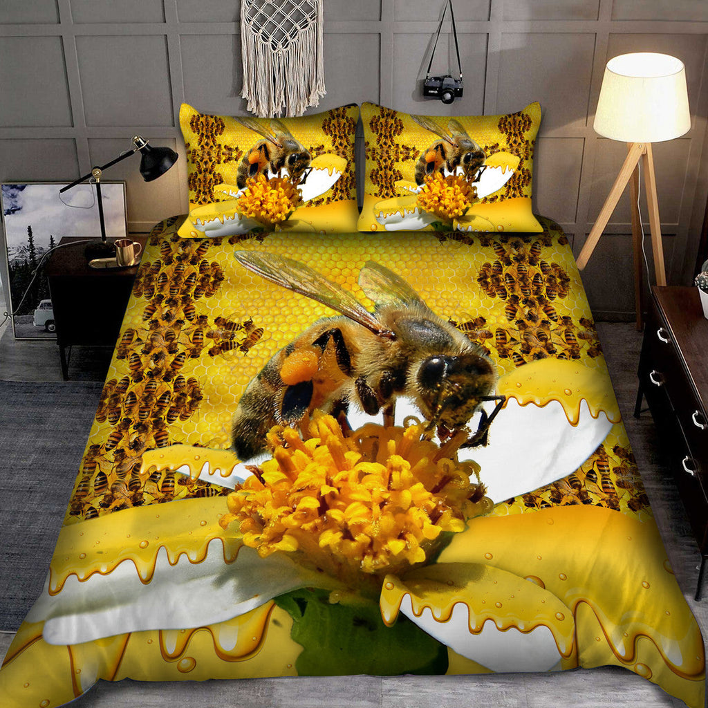 Honey Bee Pattern All Over Printed Bedding Set Q060907