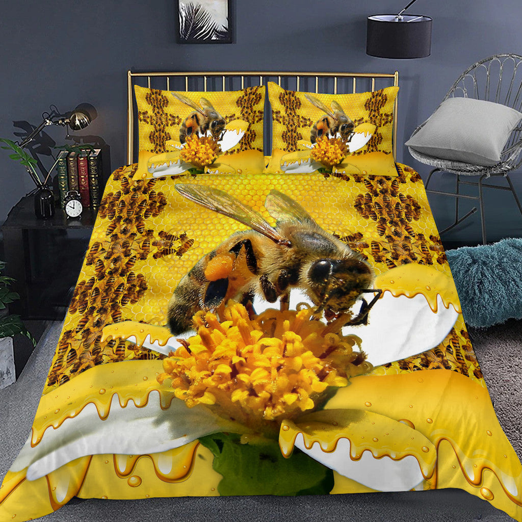 Honey Bee Pattern All Over Printed Bedding Set Q060907