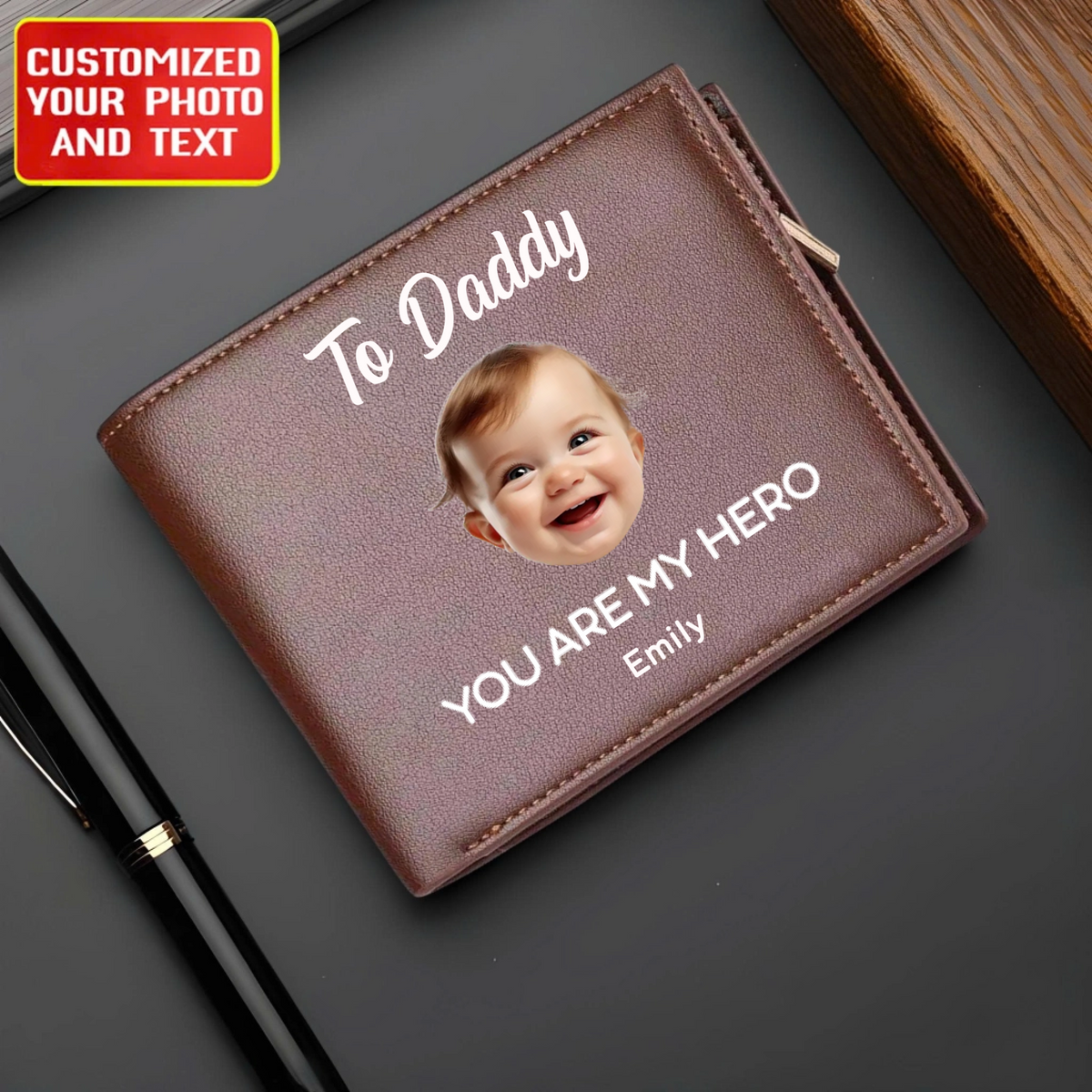 Customized Leather Wallet Gift , Father Day , Mother Day