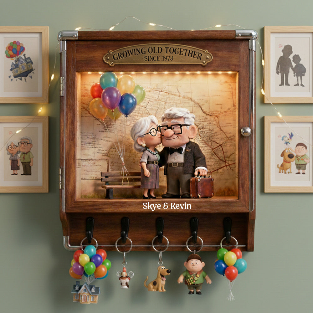 Old Couple Acrylic Key Hanger - Personalized Gifts For Couple