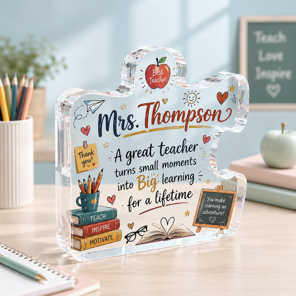 Personalized Teacher Puzzle Plaque – Custom Acrylic Teacher Appreciation Gift