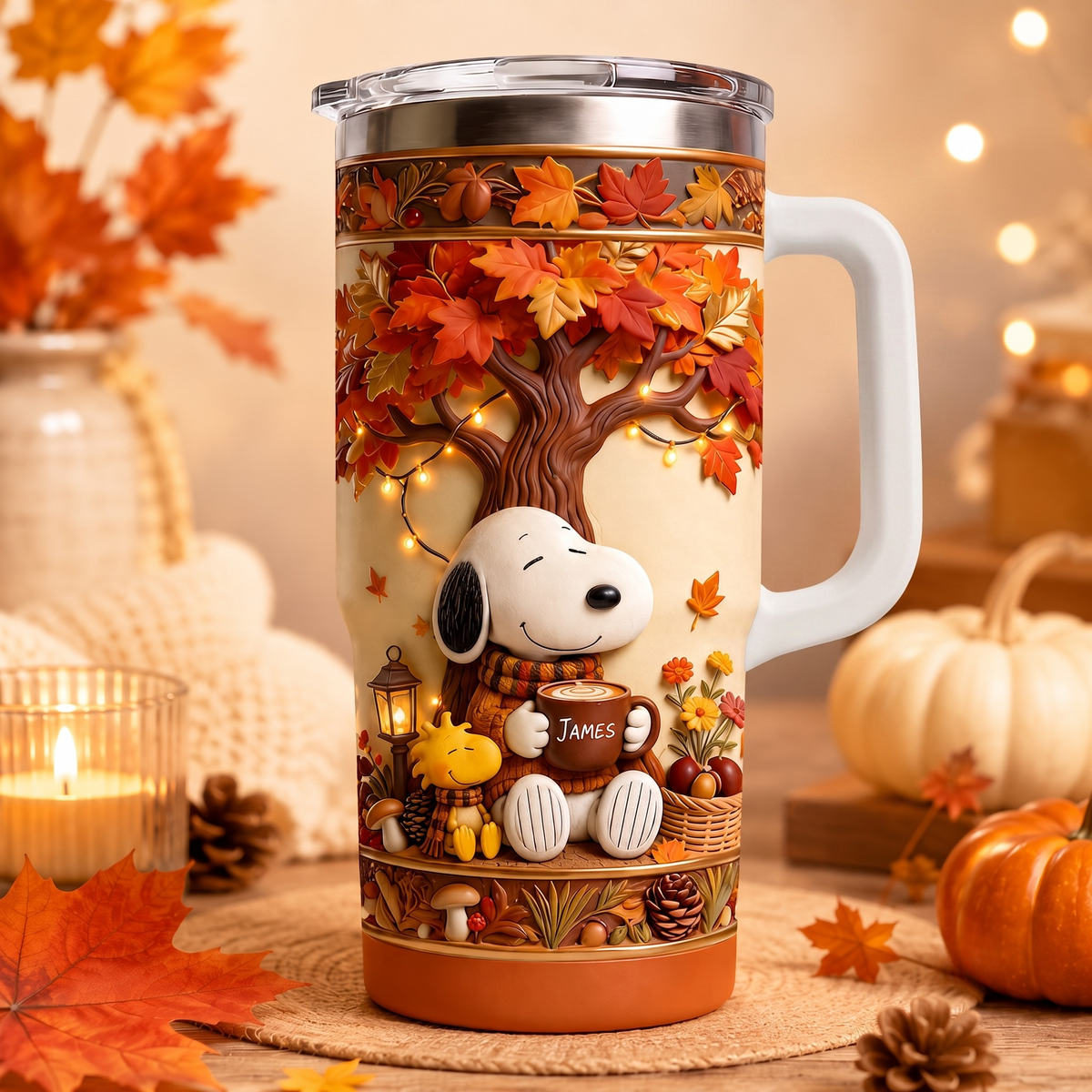 Autumn Comic Friends Tumbler - Personalized Cute Puppy Insulated Tumbler