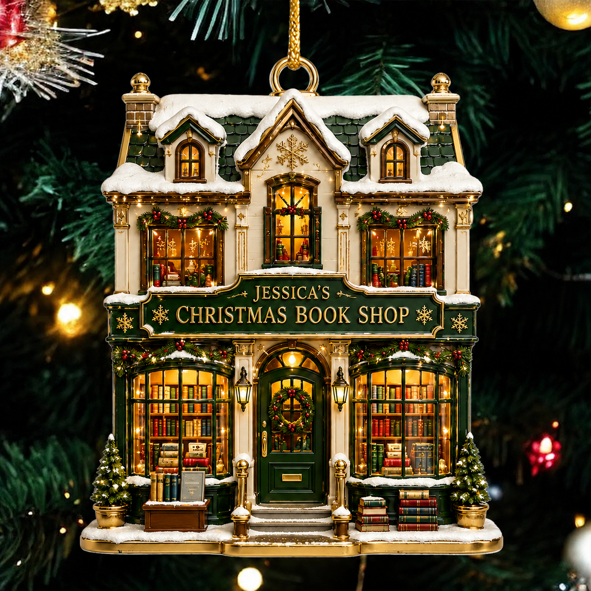 Christmas Bookshop Ornament – Gift for Book Lovers