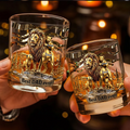 Lion Dad And Kids - Personalized Best Dad Ever Whisky Glass
