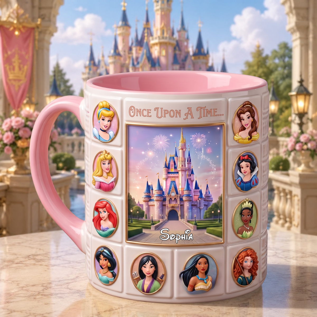Personalized Magic Kingdom Princess Mug – Custom Name Castle Mug Gift