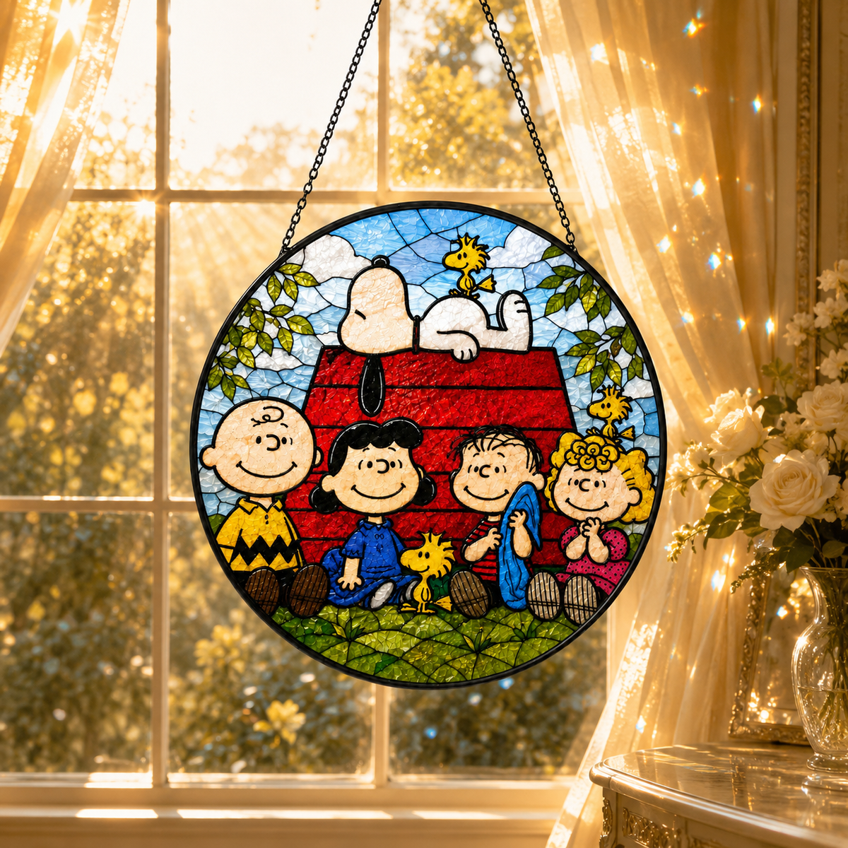 Cartoon Friends Acrylic Suncatcher Window Hanging - Personalized Gift