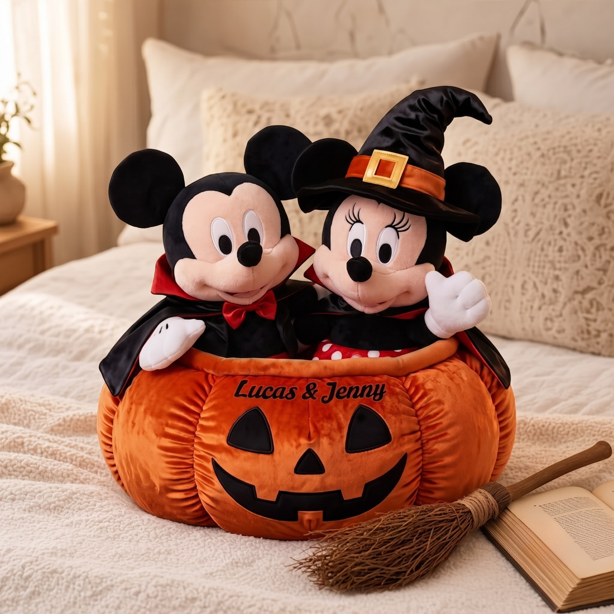 Custom Name Couple Magic Mouse & Friends Pillow - Personalized Shaped Pillow
