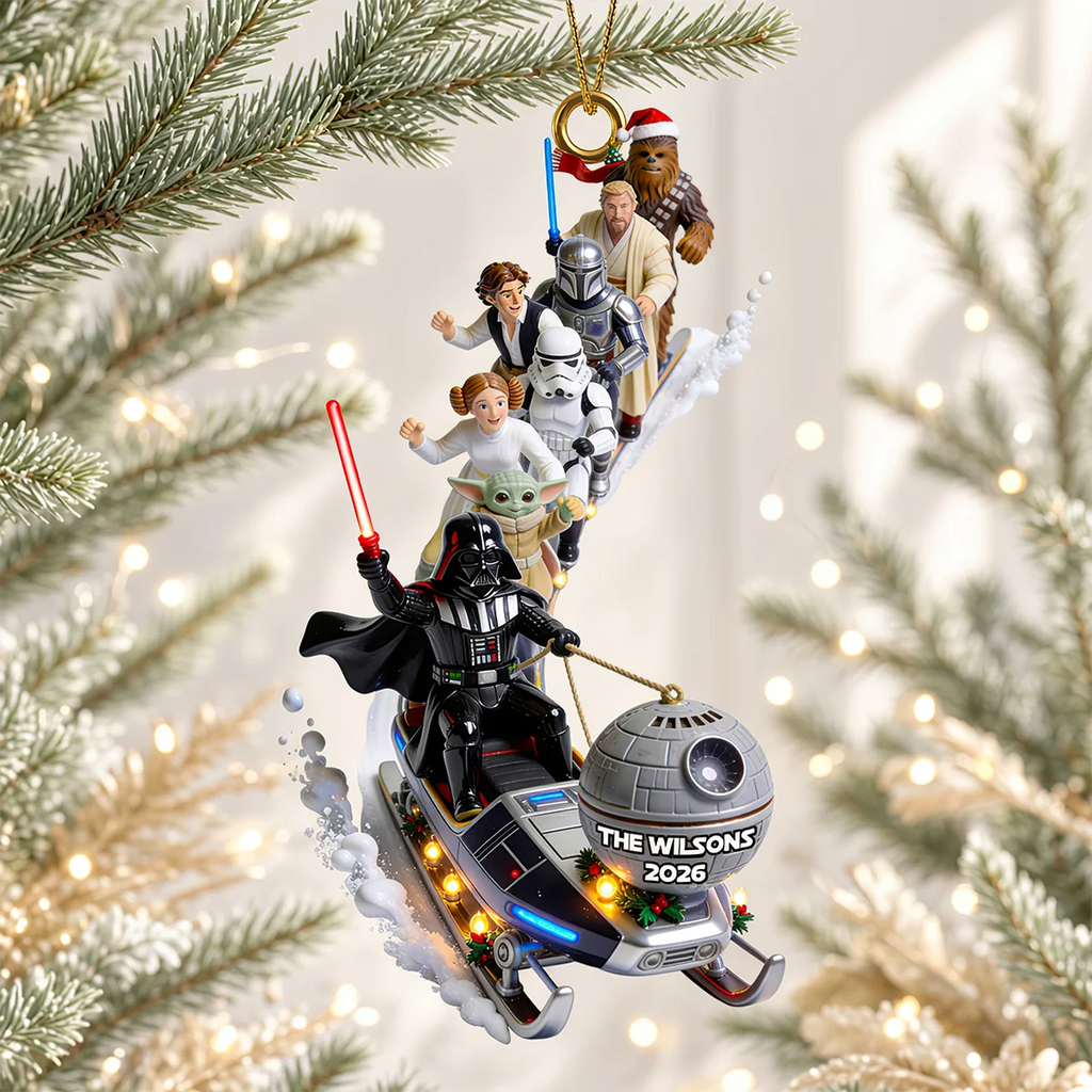 Elliptical Snow Slide Acrylic Ornament - Personalized Gifts