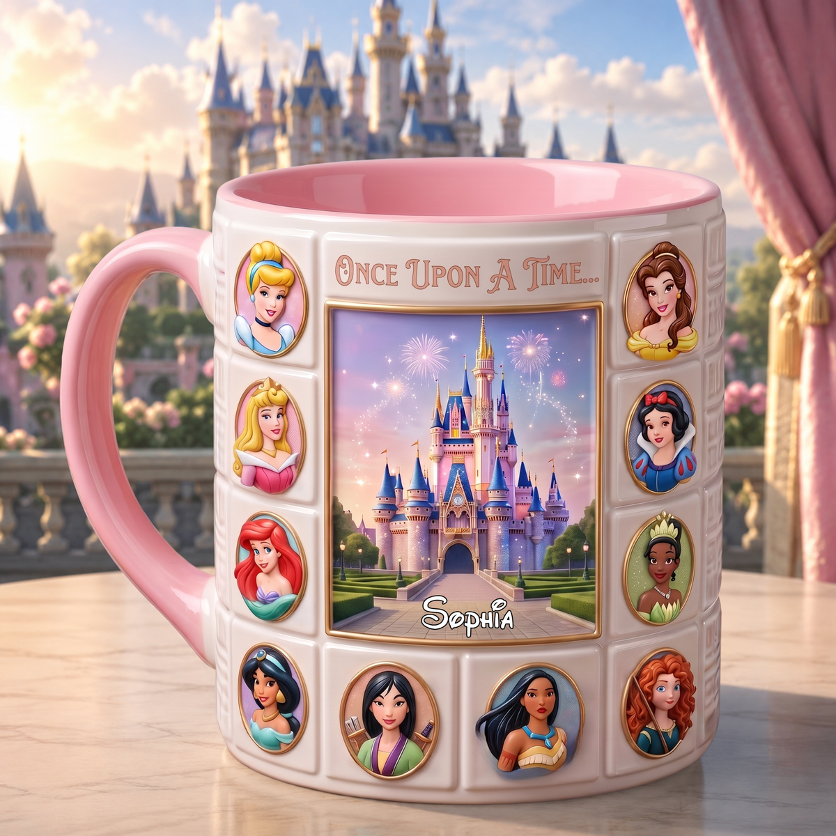 Personalized Magic Kingdom Princess Mug – Custom Name Castle Mug Gift