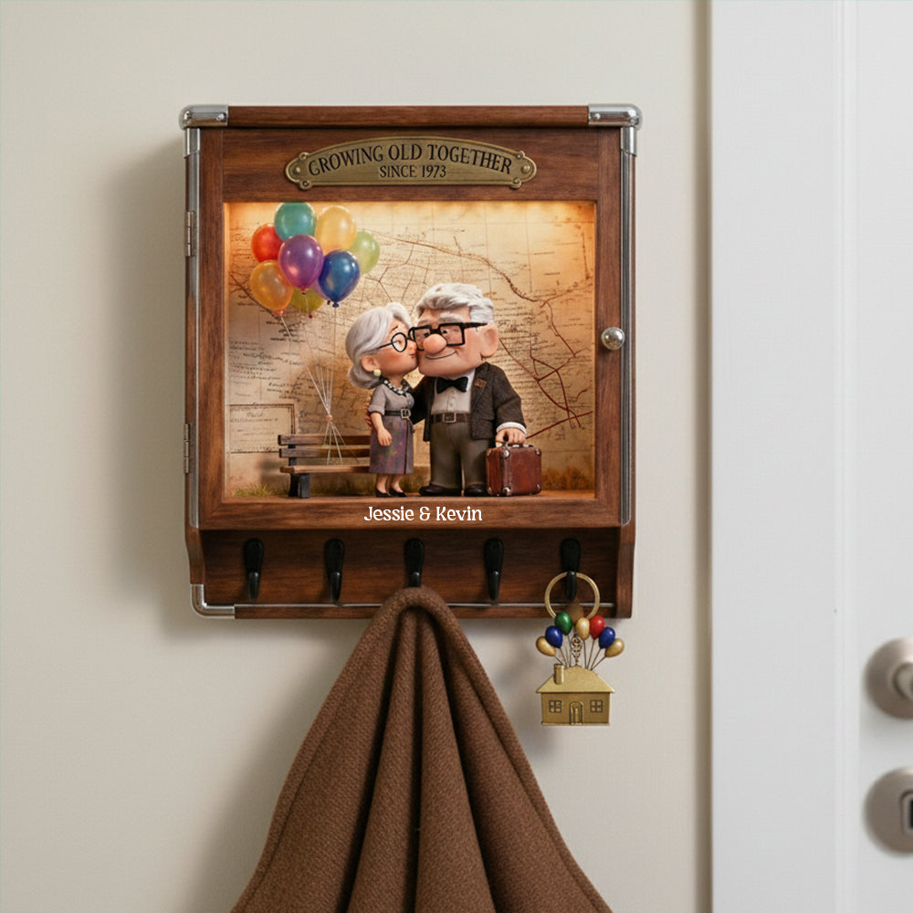 Old Couple Acrylic Key Hanger - Personalized Gifts For Couple