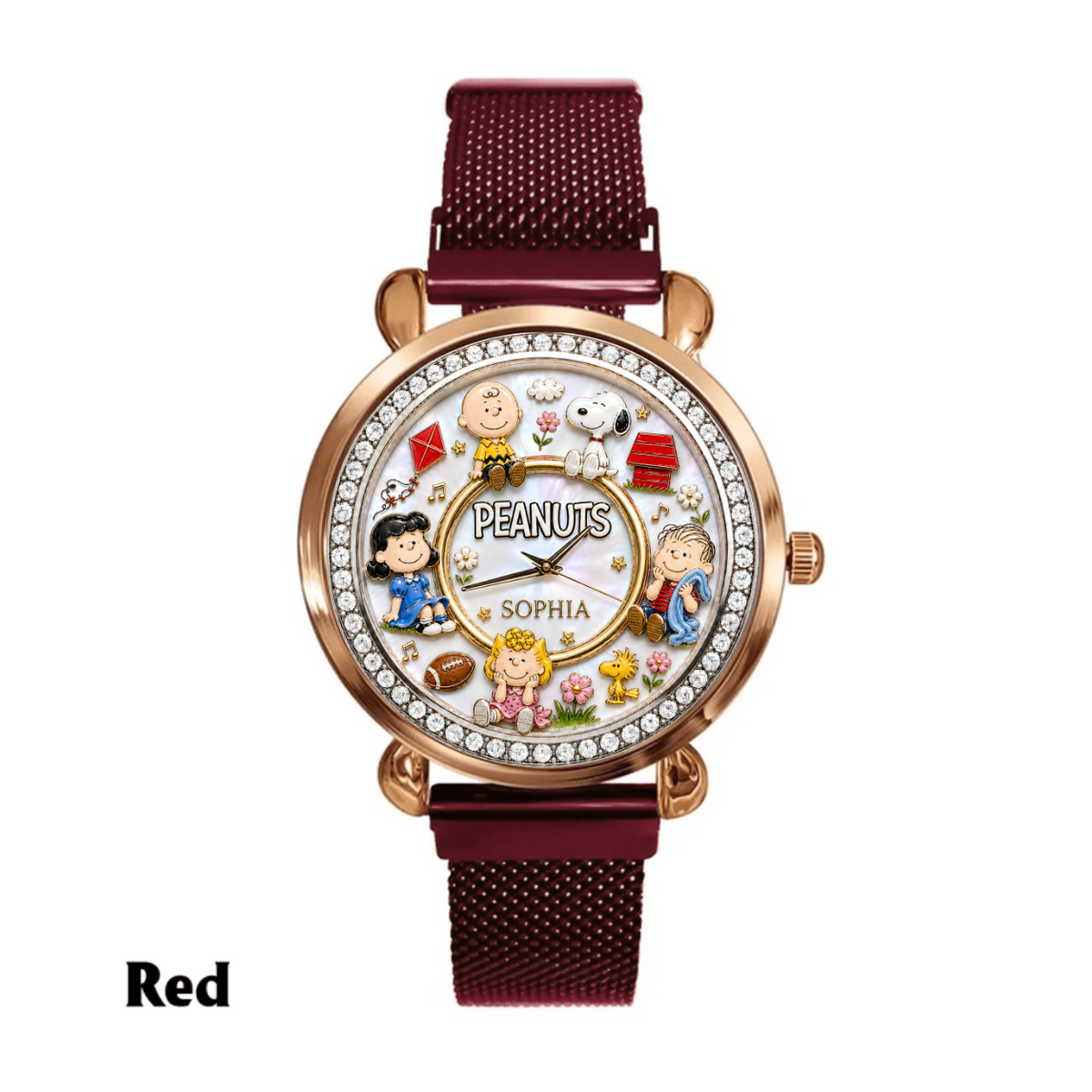 Custom Name Comic Friends Handwatch - Personalized Cute Puppy Watch
