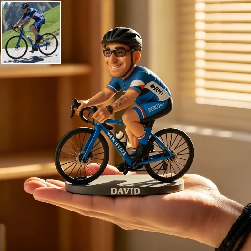 Custom Full-body Mountain Biking Photo Pixar Cartoon Style Acrylic Plaque