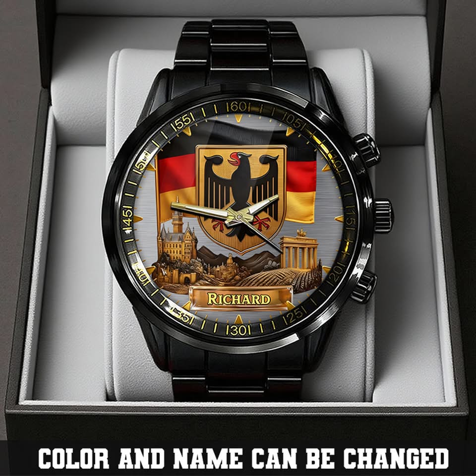 Personalized German Flag Traditional Watch - Adorned With The Federal Eagle
