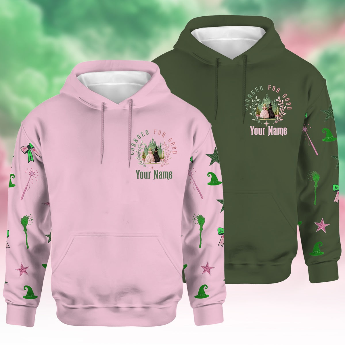Changed For Good - Personalized Green and Pink Hoodie