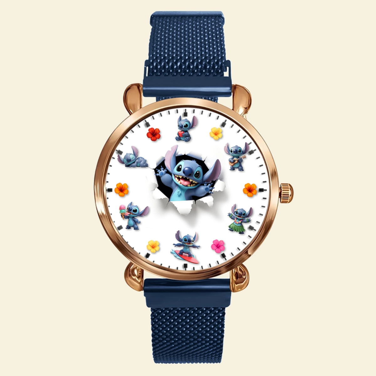Blue Alien Mesh Strap Quartz Watch – Personalized Gifts for Cartoon Lovers