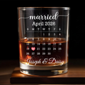 Personalized Married Date Whiskey Glass – Custom Couple Names Anniversary Gift