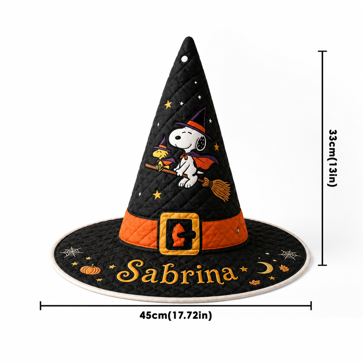 Spooky Beagle - Personalized Halloween Character Quilt Witch Hat