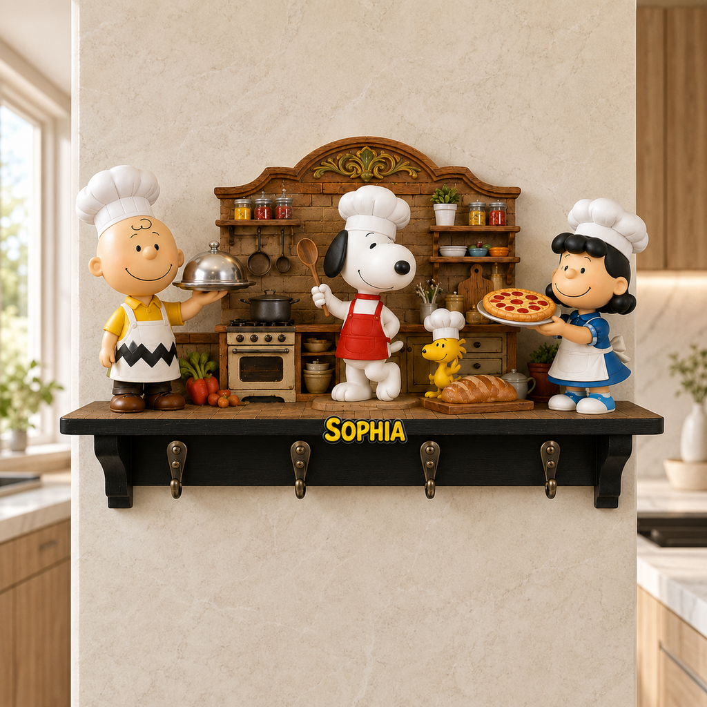 Comic Friends Chef Wall Hook Rack, Kitchen Towel Hooks - Personalized Cooking Custom Shaped Wall Hook Rack