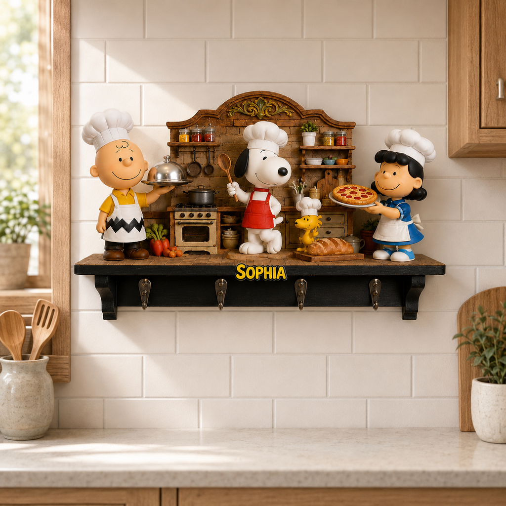 Comic Friends Chef Wall Hook Rack, Kitchen Towel Hooks - Personalized Cooking Custom Shaped Wall Hook Rack