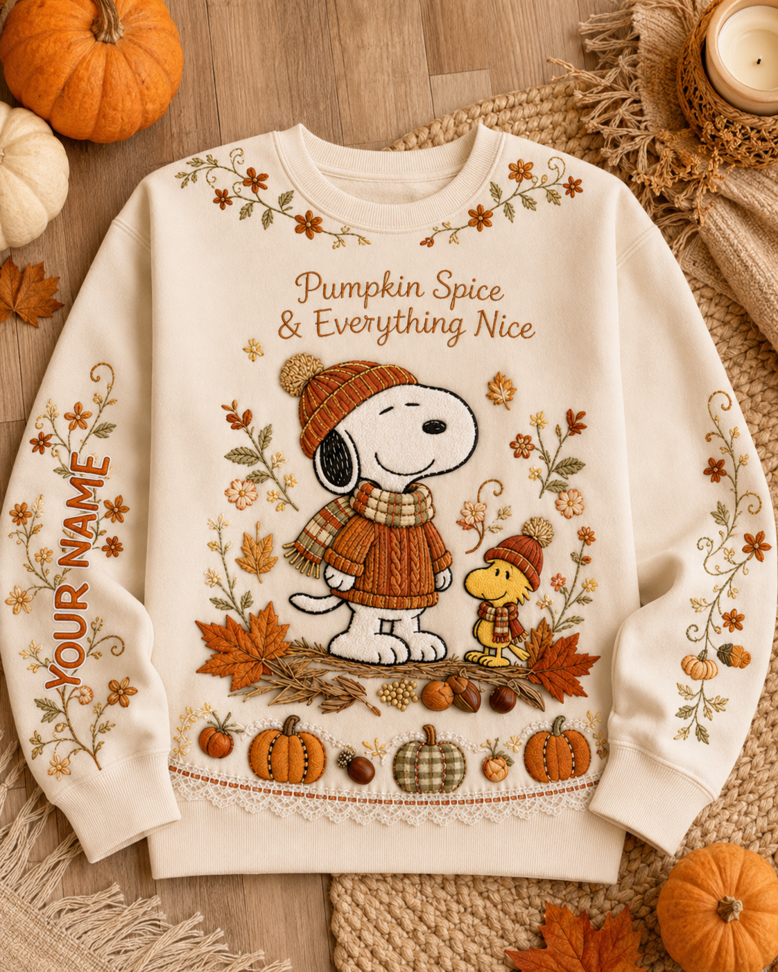 Pumpkin Fall Puppy Sweatshirt - Personalized Autumn Comic Friends Sweater