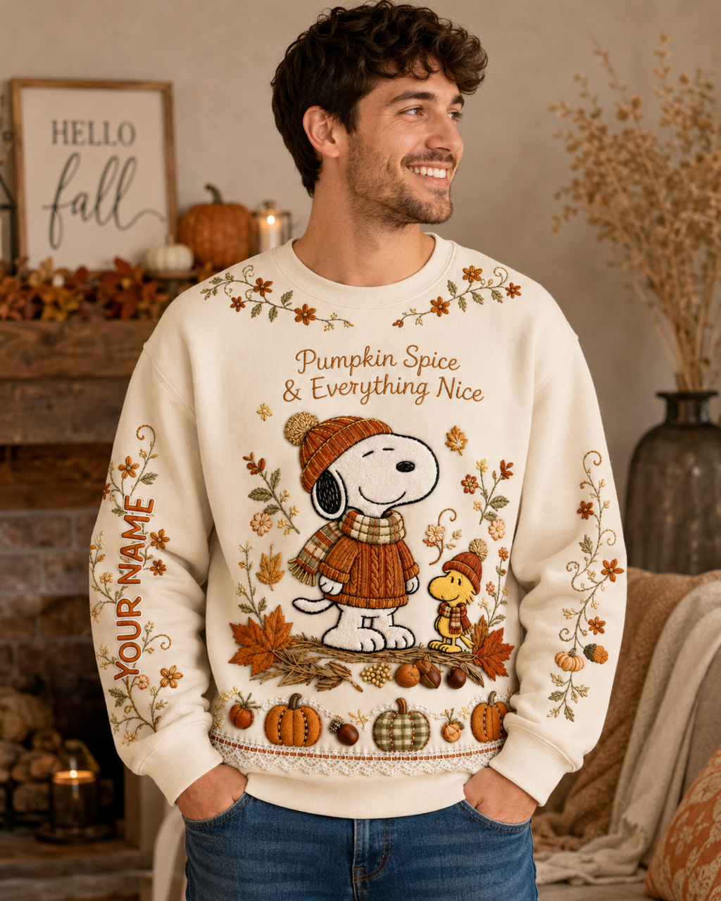Pumpkin Fall Puppy Sweatshirt - Personalized Autumn Comic Friends Sweater