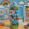 Colorful Cartoon Family Tumbler with Handle – Fun Animated Character Tumbler Cute Gift