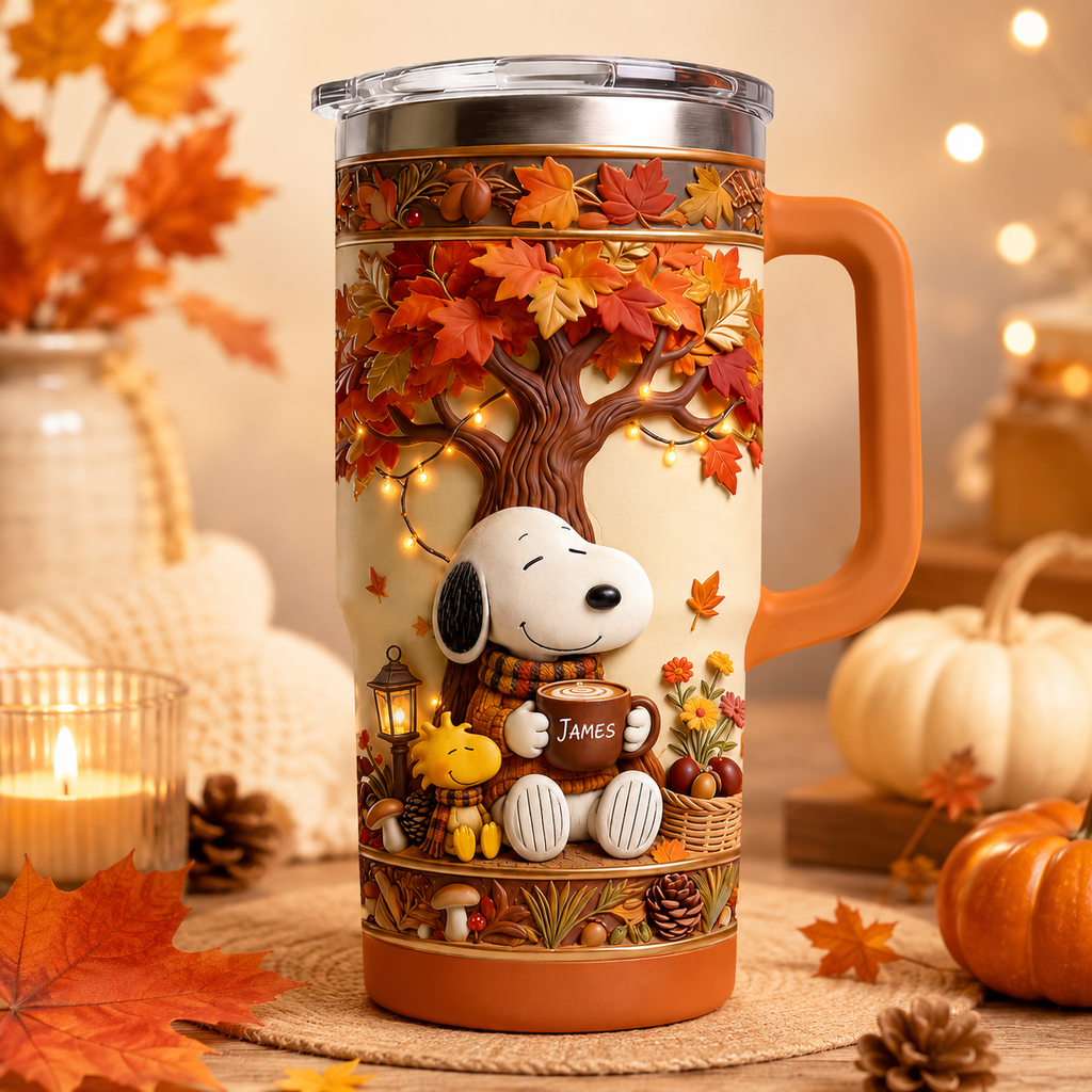 Autumn Comic Friends Tumbler - Personalized Cute Puppy Insulated Tumbler