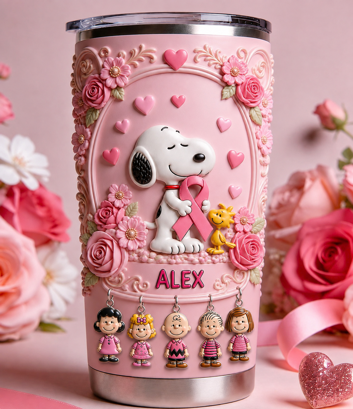 Cancer Awareness Comic Friends Tumbler - Custom Name Tumbler