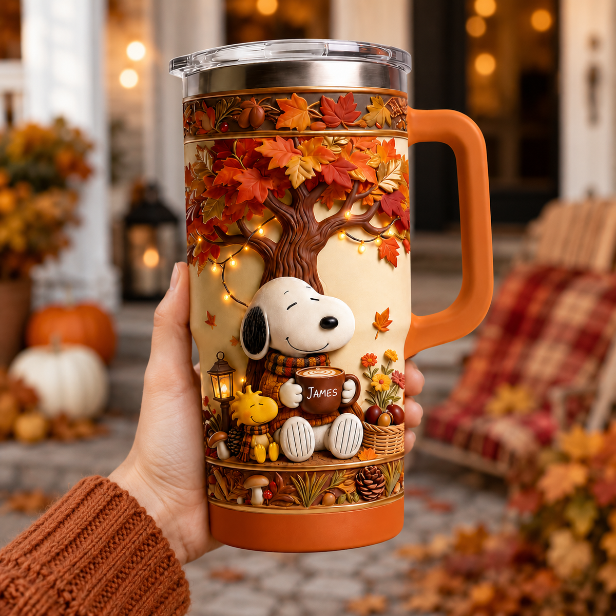 Autumn Comic Friends Tumbler - Personalized Cute Puppy Insulated Tumbler