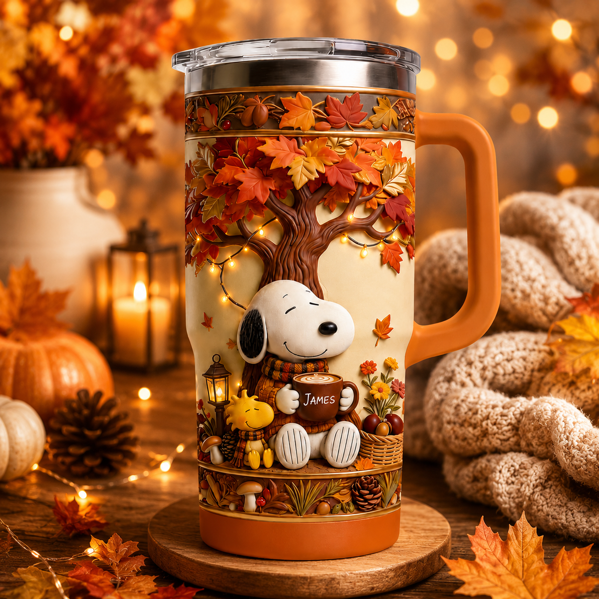 Autumn Comic Friends Tumbler - Personalized Cute Puppy Insulated Tumbler