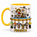 Personalized Straw Hat Anime Mug – Custom Name Pirates Crew Gift