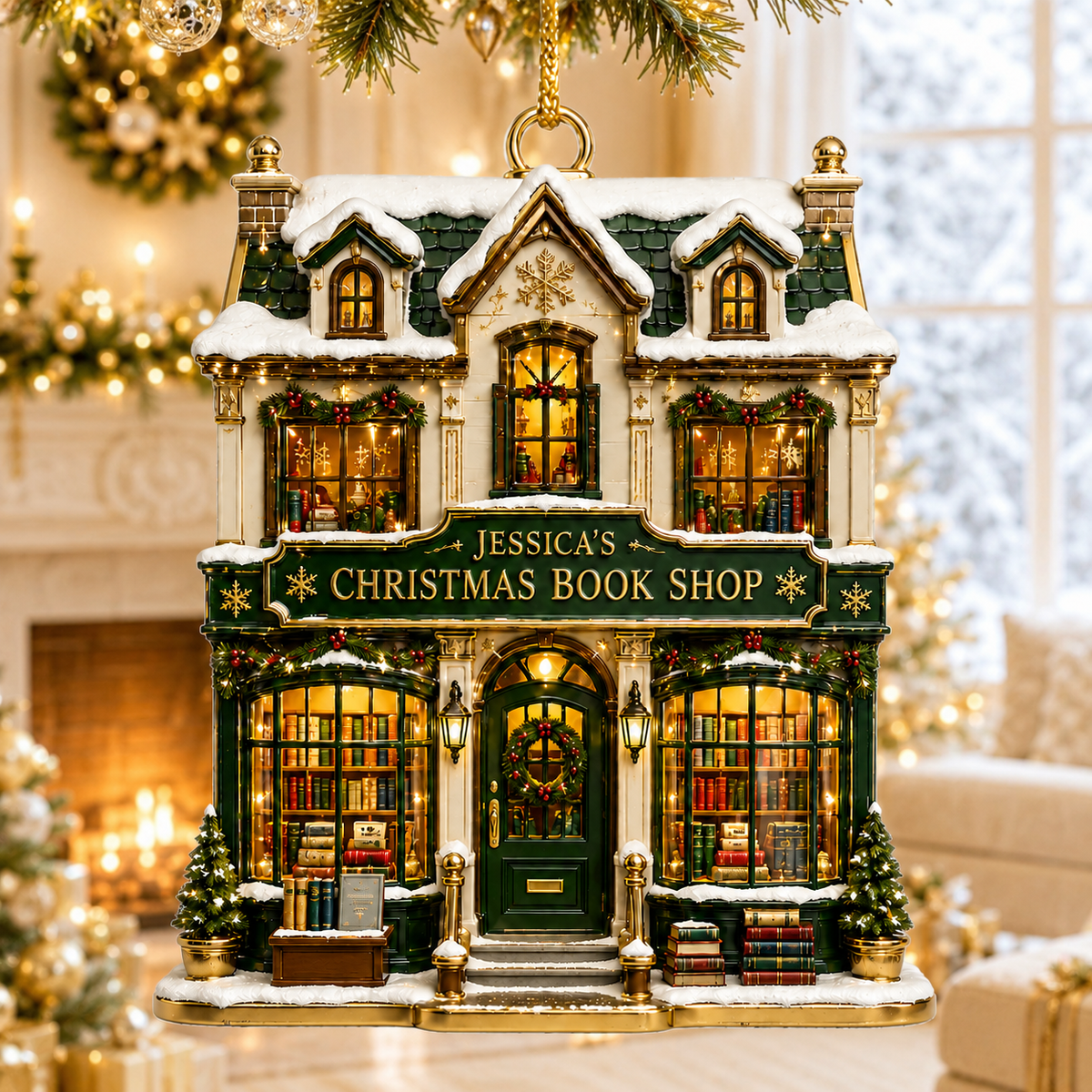 Christmas Bookshop Ornament – Gift for Book Lovers