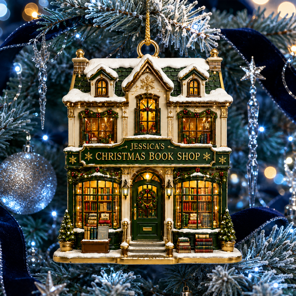 Christmas Bookshop Ornament – Gift for Book Lovers