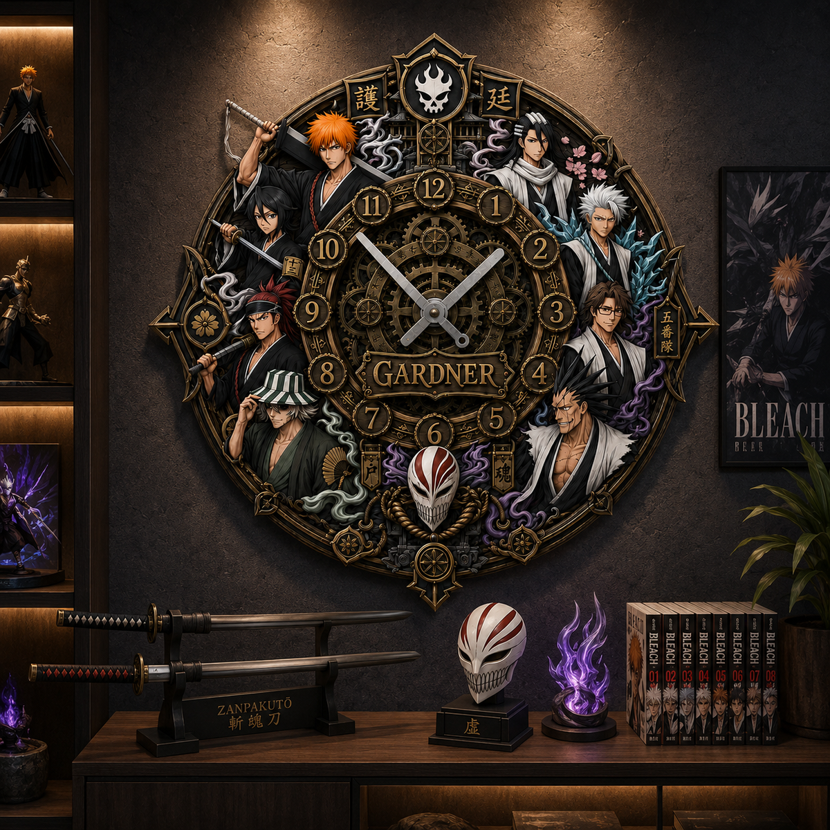Anime Spirit Warrior Squad Acrylic Hanging Wall Clock - Personalized Gifts For Anime Lovers