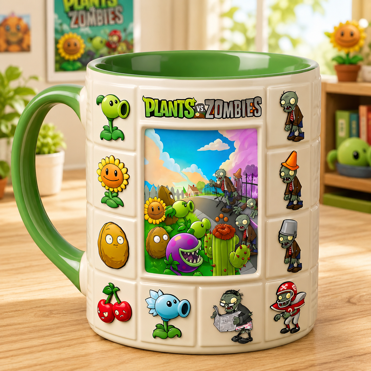 Garden Defenders vs Undead Mug – Funny Plant Battle Coffee Cup