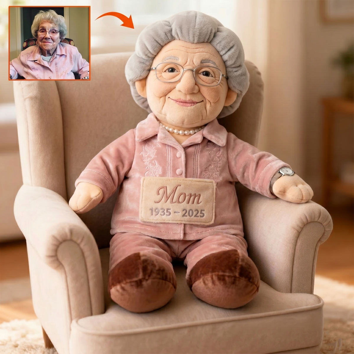 Custom From Any Photo - Personalized Memorial Mother, Grandmother Shaped Pillow