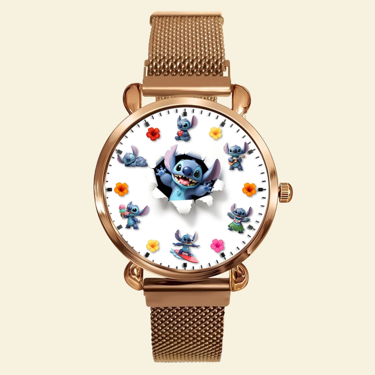 Blue Alien Mesh Strap Quartz Watch – Personalized Gifts for Cartoon Lovers